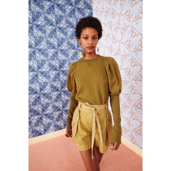 ULLA JOHNSON Philo Pullover Fatigue Green Puff Sleeves Pullover Size P X-Small - Picture 1 of 15